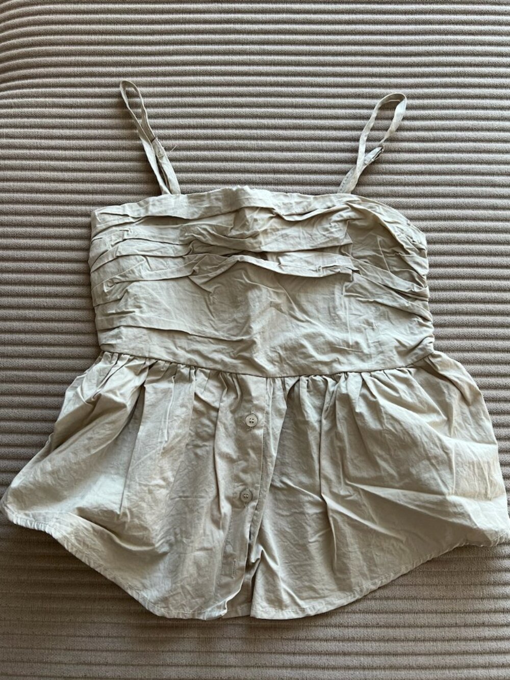Sage Ruched Peplum Cami Top – Size S